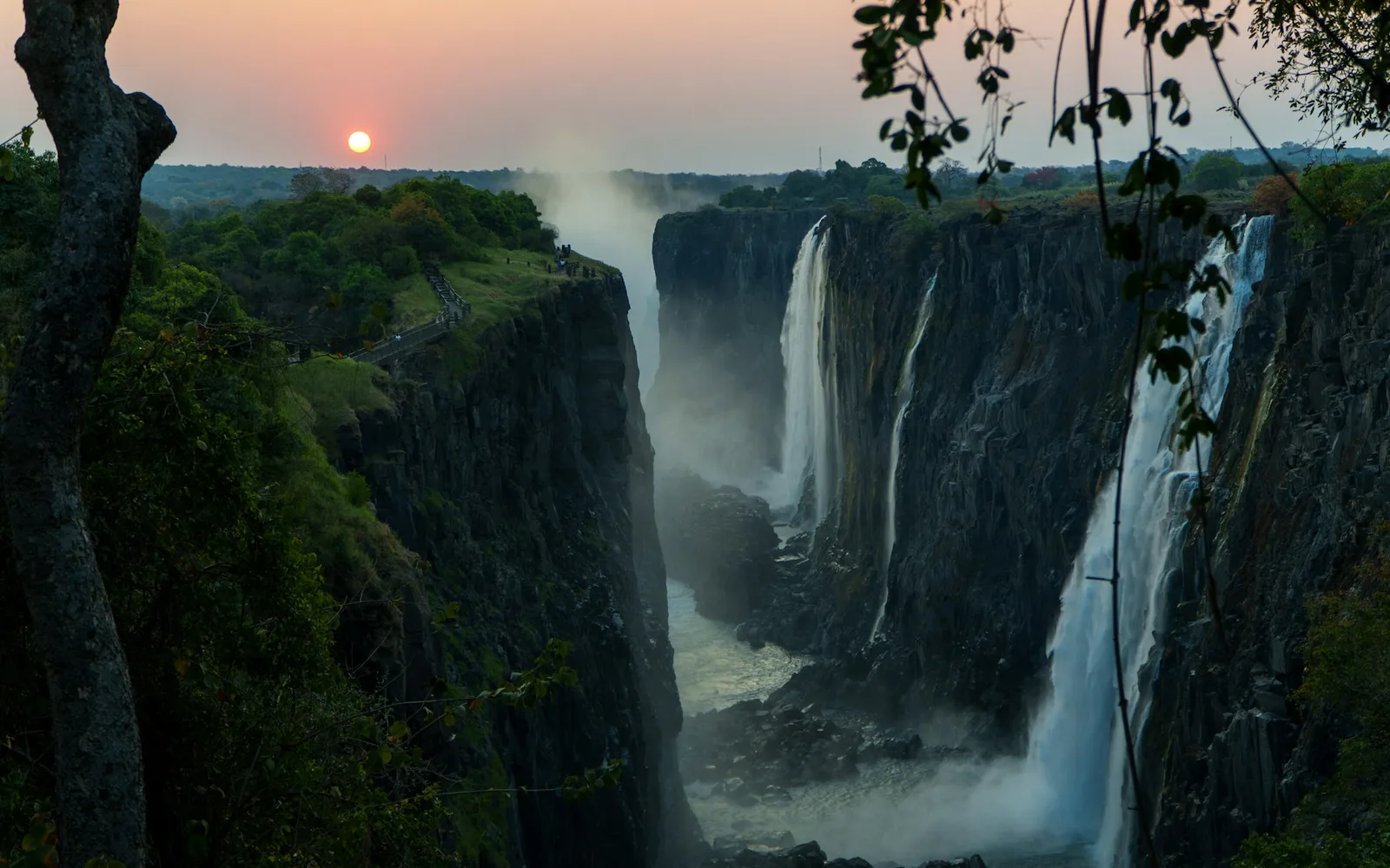 Victoria Falls and the Zambezi viewed from the Zambia region